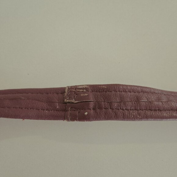 Handmade leather & fur shoulder bag plum off-white artisan genuine - Picture 10 of 10